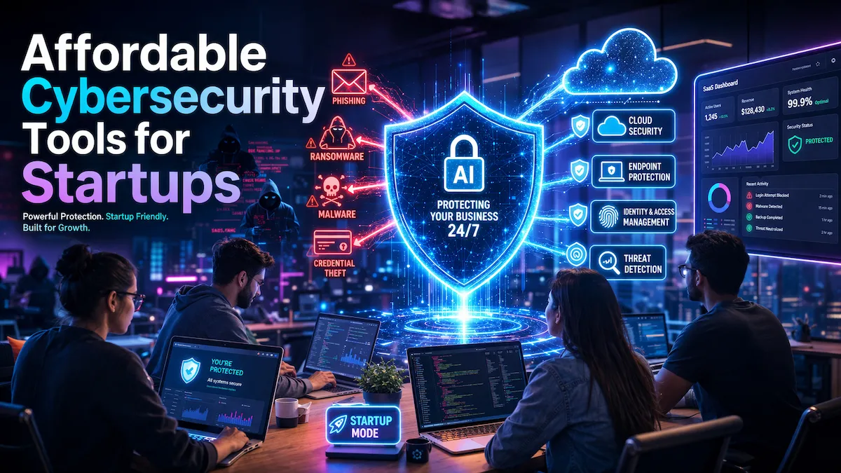Affordable cybersecurity tools for startups protecting business from cyber threats with AI security shield