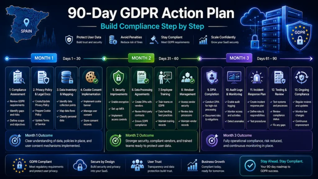 Visualization of AEPD enforcement priorities and GDPR startup risk areas in Spain.